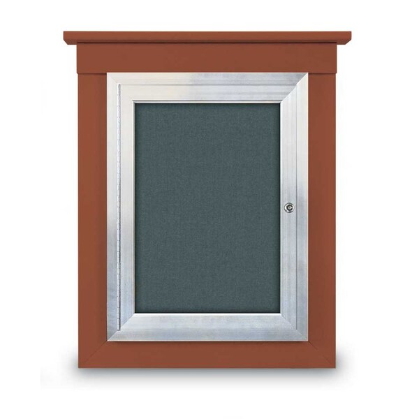 72"x48" 3-Door Enclosed Letterboard, Green Felt/Cherry